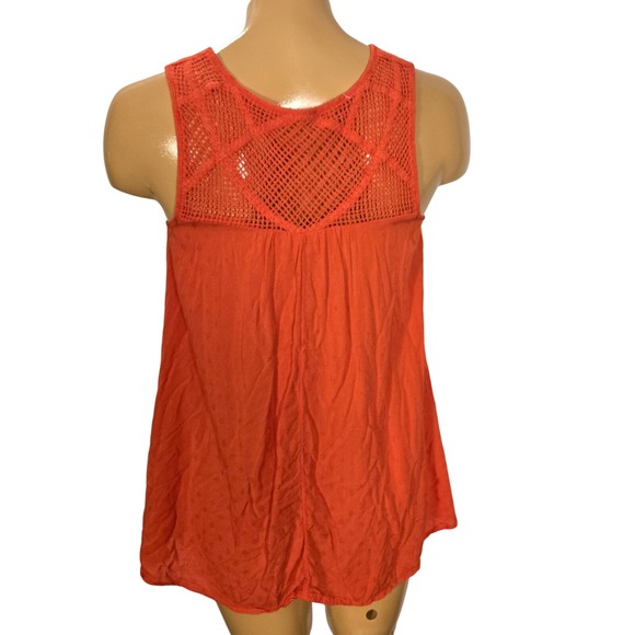Liz Lange Maternity Orange Crochet Top XSmall‎ Sleeveless Blouse Fall Layer - Picture 2 of 8